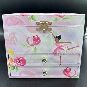 Jewel Keeper Ballerina and Roses Girls Musical Three Compartment Box Swan Lake
